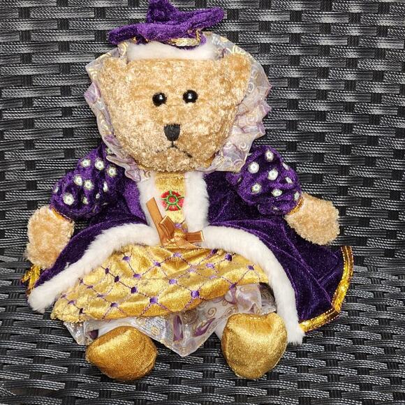 Renaissance Plush Golden Brown Bears Historic Royal Queen King Teddy Doll  11" - Picture 5 of 12